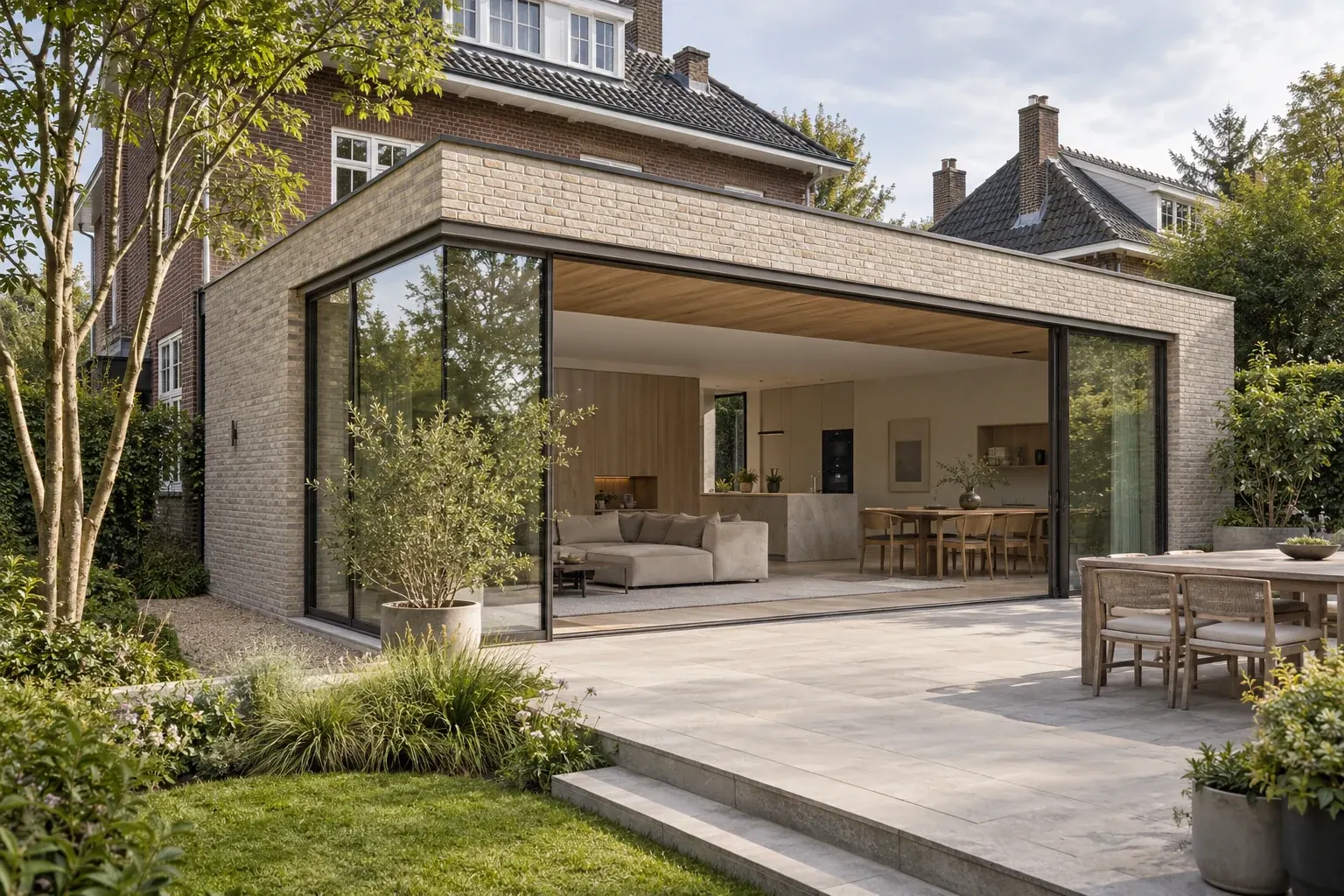 Aanbouw met zicht op de tuin
